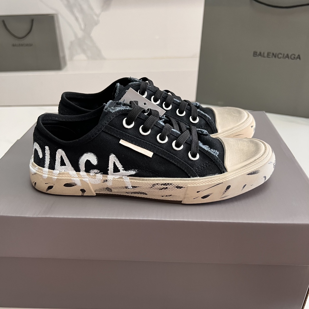 Wholesale Sale Balenciaga Fake Skateboard Shoes Canvas Shoes Casual Shoes Half Slippers Black Pink Red White Unisex Canvas Rubber Spring/Summer Collection Vintage Low Tops