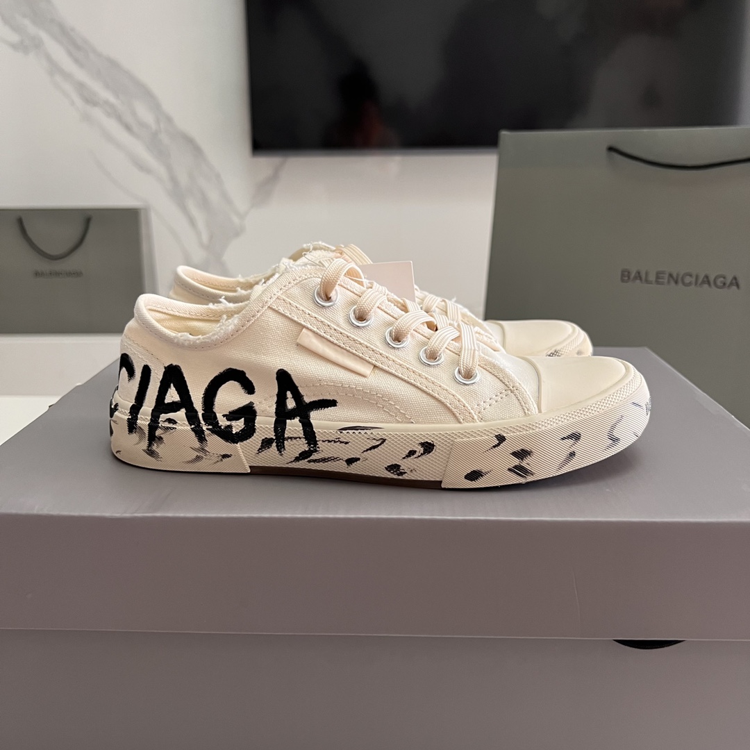 Balenciaga Skateboard Shoes Canvas Shoes Casual Shoes Half Slippers Black Pink Red White Unisex Canvas Rubber Spring/Summer Collection Vintage Low Tops