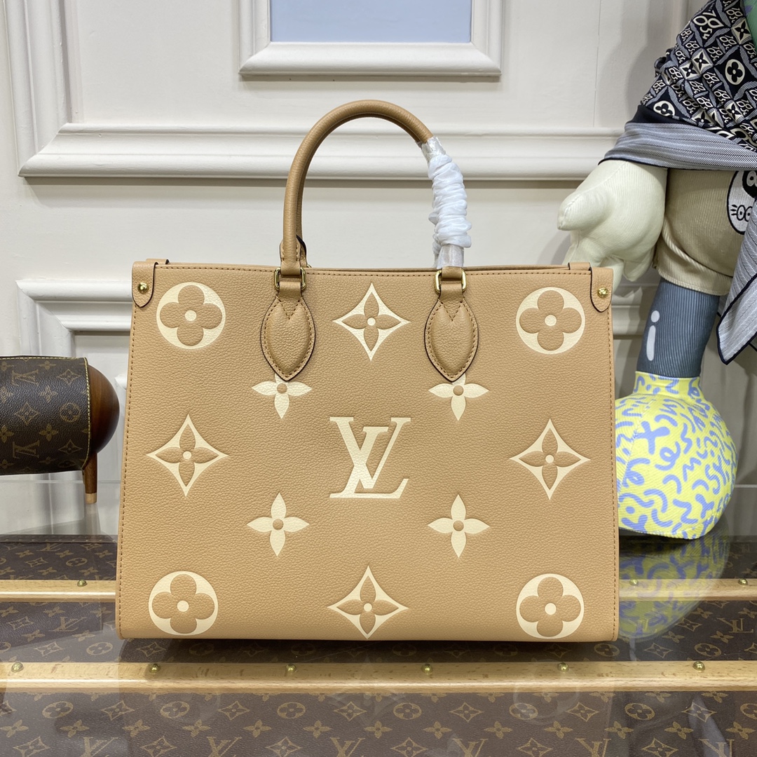 Louis Vuitton LV Onthego Tote Bags Beige Black Brown Grey White Yellow Cowhide M45595