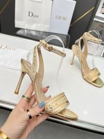 Dior Shoes High Heel Pumps Sandals Gold Embroidery Cotton Genuine Leather Spring Collection