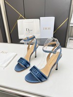Dior Shoes High Heel Pumps Sandals Gold Embroidery Cotton Genuine Leather Spring Collection