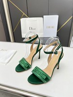 Dior Shoes High Heel Pumps Sandals Best Replica 1:1
 Gold Embroidery Cotton Genuine Leather Spring Collection