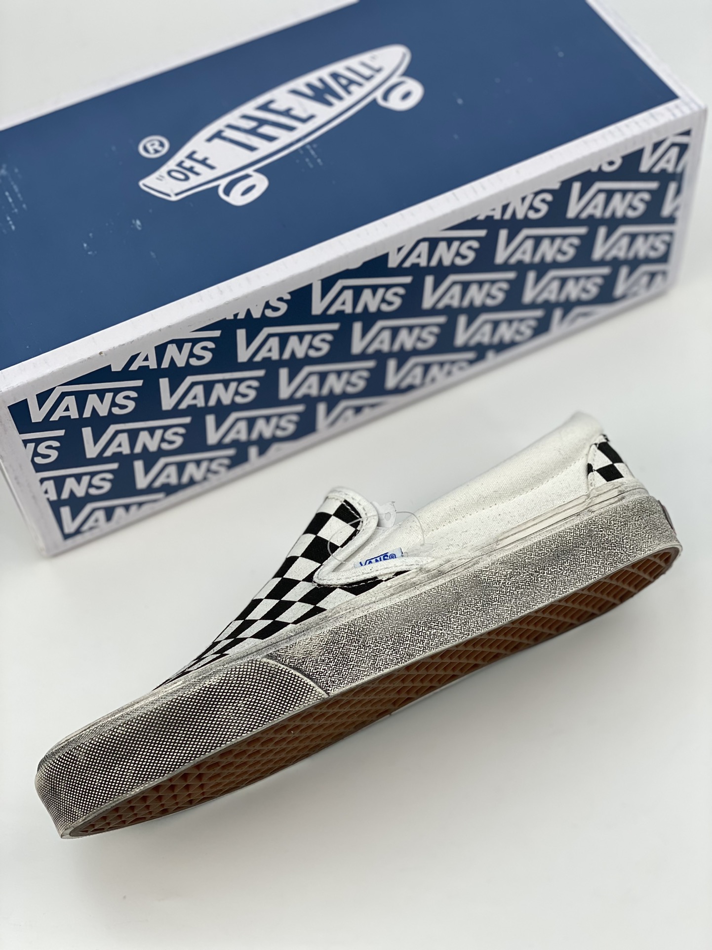 150 Vans Vault OG Slip-OnLX水洗做旧一脚蹬黑白棋盘格复古高端鞋款