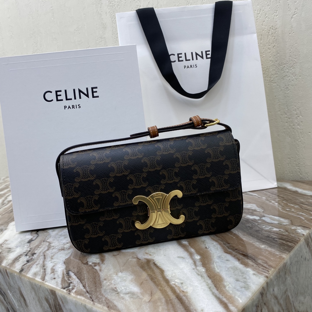 Original leather 🔥Arch de Triomphe underarm bag is elegant, gentle and elegant ~ The rectangular outline is full of retro feel 💛 Whatever you wear with this bag, it has a high-end style ~ Full steel metal texture lock buckle inner flat pocket adjustable leather shoulder Model 194143 Size 20x10x4cm