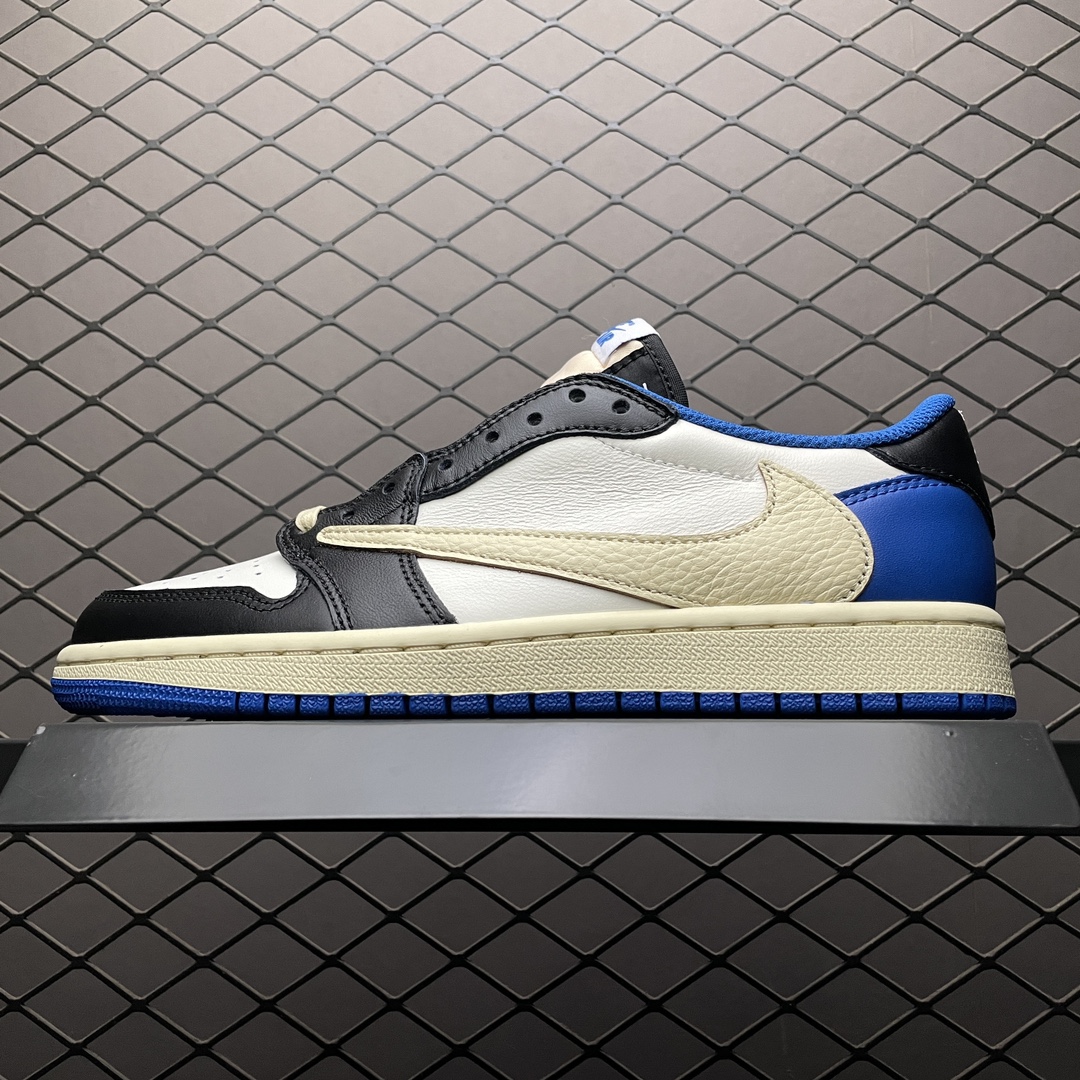 純原版本 Travis Scott x Fragment Design x Air Jordan 1 Low 喬1AJ1 TS藤原浩閃電三方聯名倒鉤低幫文化籃球鞋 DM7866-140 行業第一梯隊大廠 原鞋原資料開發 正確絨感原廠皮料 正