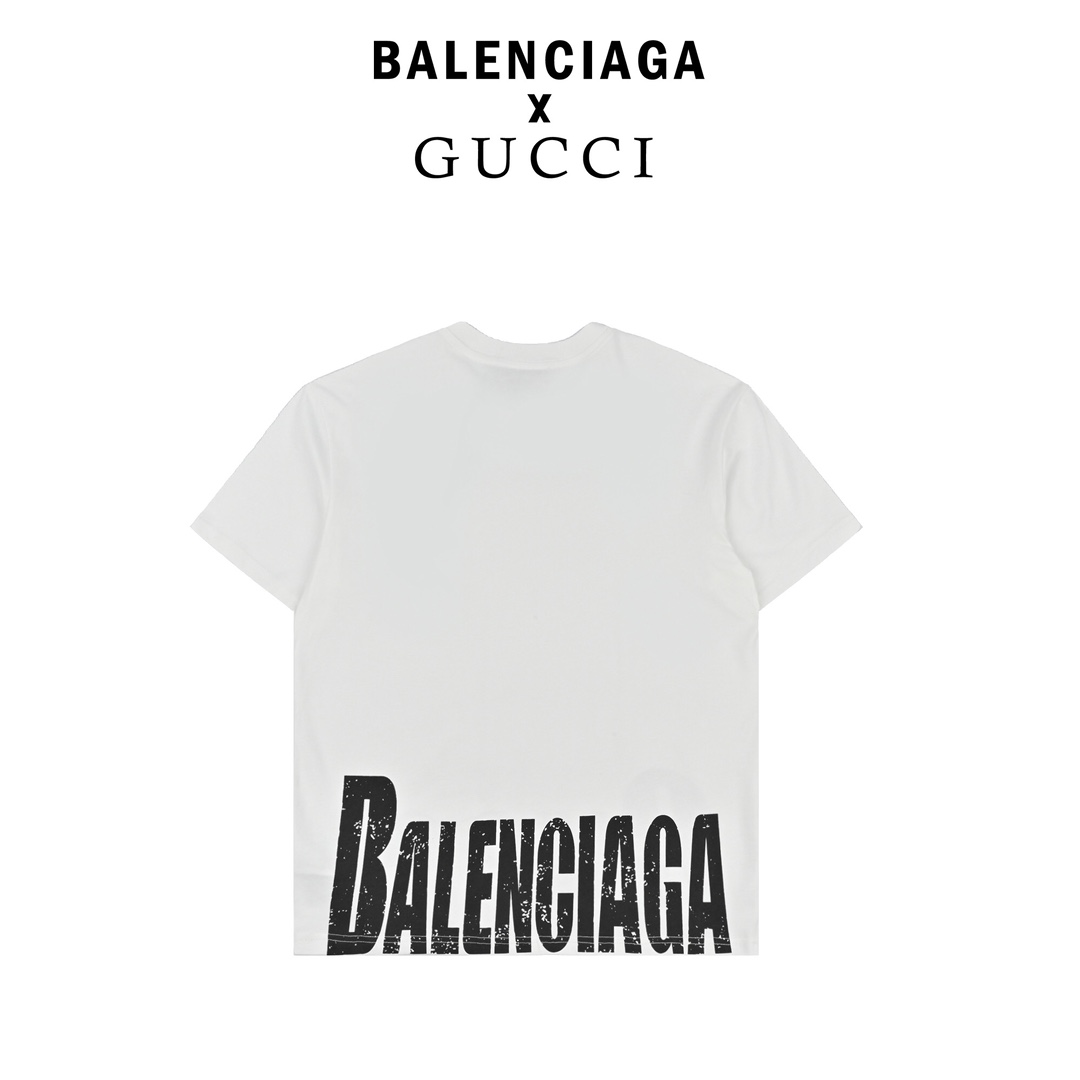 150 Balenciaga/巴黎世家BLCG & GUCCI古驰 联名前后字母印花短袖T恤