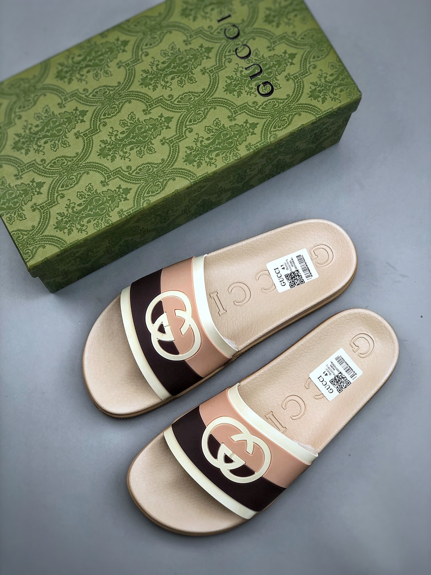 Gucci Leather slide with bow Beach leather flip flops high-end slippers