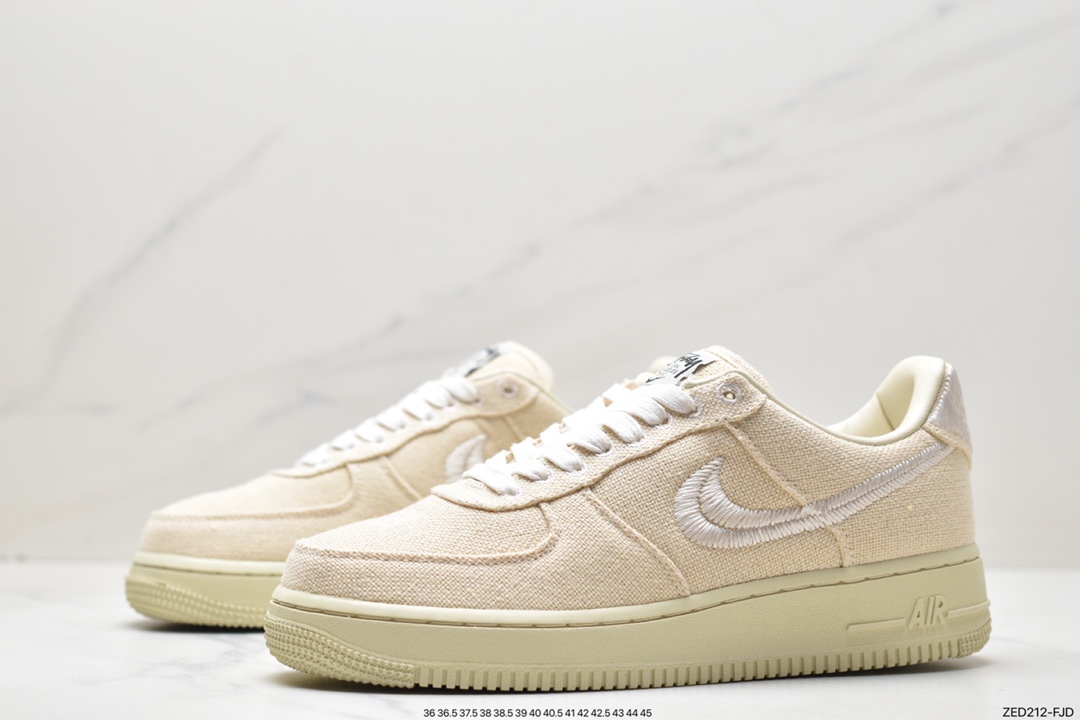 Stussy x Nike Air Force 1 '07 ”White Cool” Stussy joint Air Force One low-top casual sneakers CZ9084-200