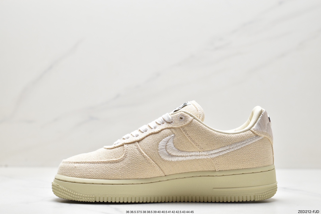 Stussy x Nike Air Force 1 '07 ”White Cool” Stussy joint Air Force One low-top casual sneakers CZ9084-200