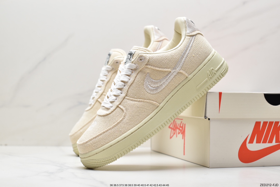 Stussy x Nike Air Force 1 '07 ”White Cool” Stussy joint Air Force One low-top casual sneakers CZ9084-200