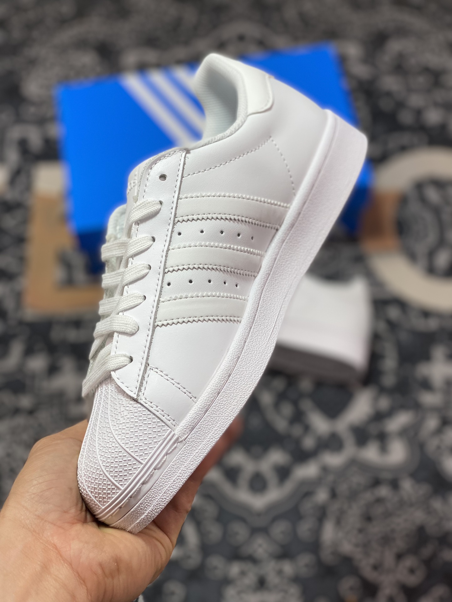 Adidas clover superstar shell head classic versatile casual sports shoes ”leather all white” B27136