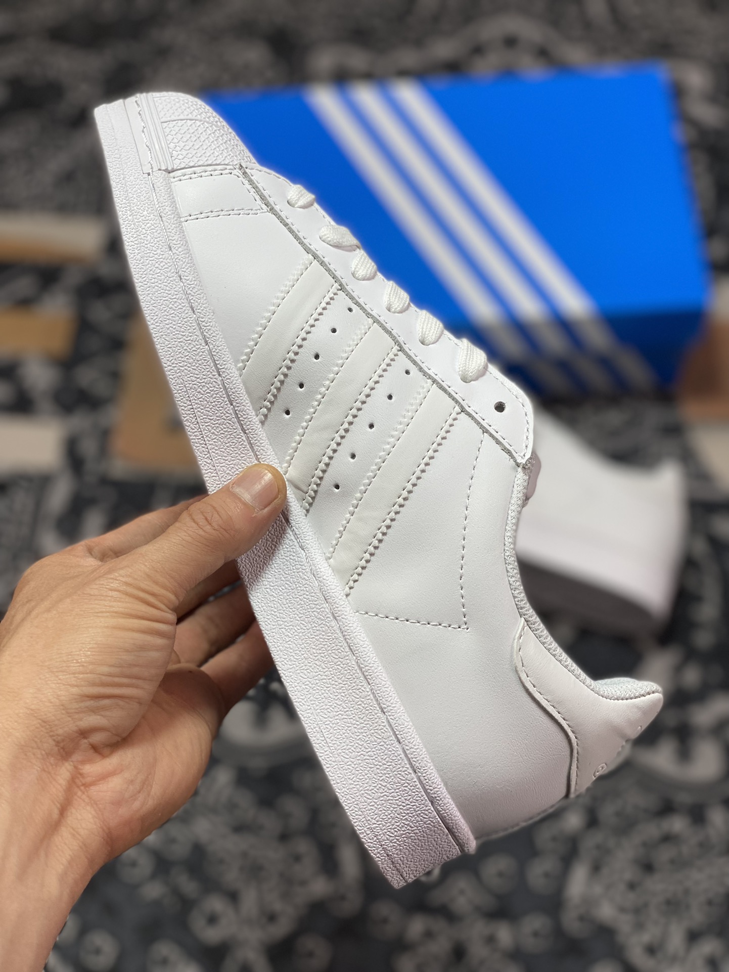 Adidas clover superstar shell head classic versatile casual sports shoes ”leather all white” B27136