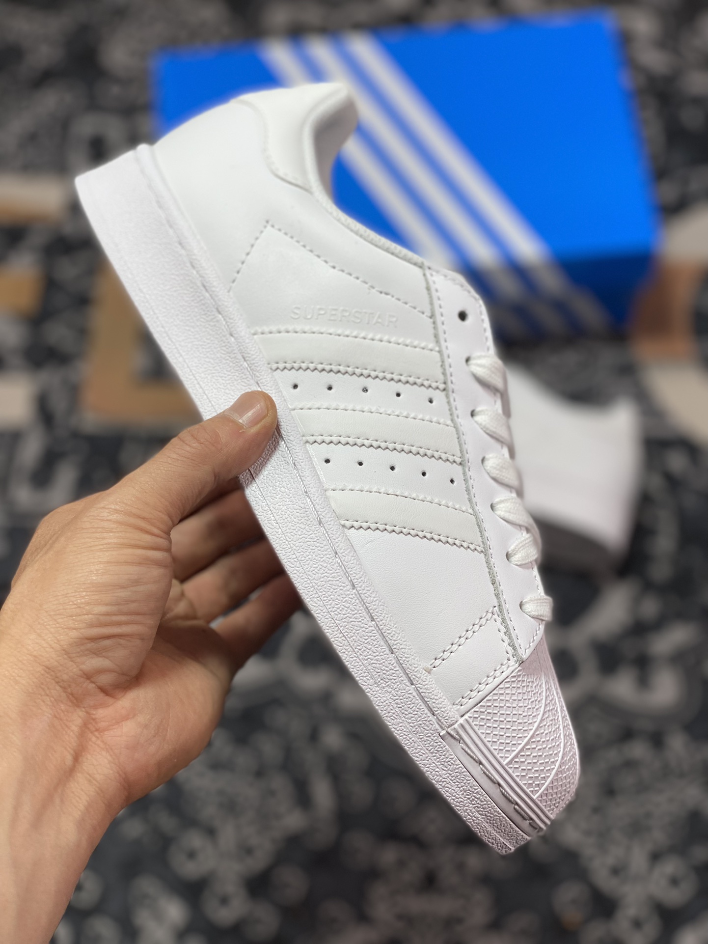 Adidas clover superstar shell head classic versatile casual sports shoes ”leather all white” B27136