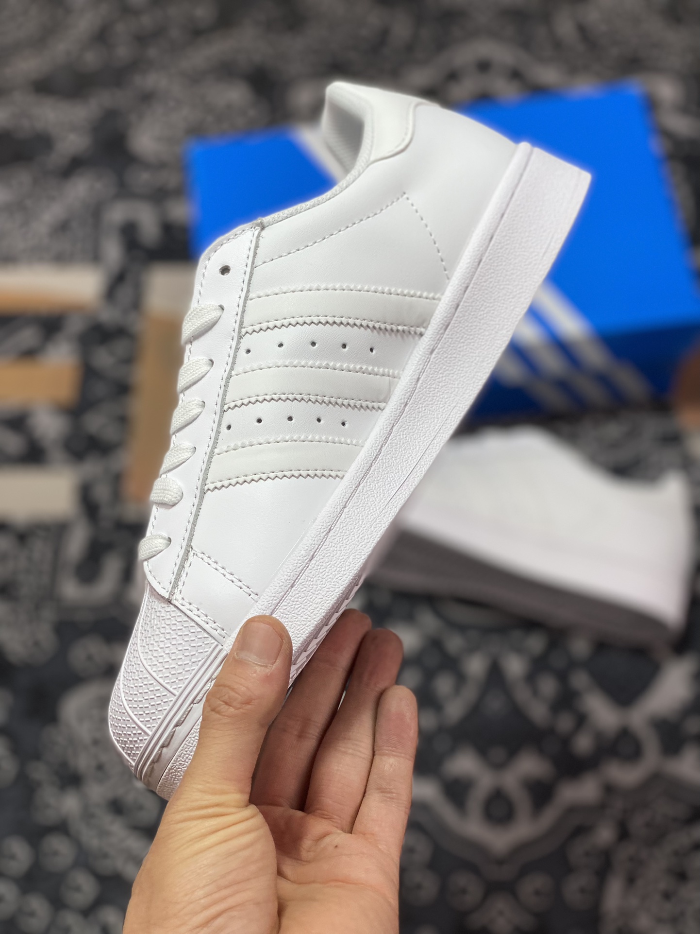 Adidas clover superstar shell head classic versatile casual sports shoes ”leather all white” B27136