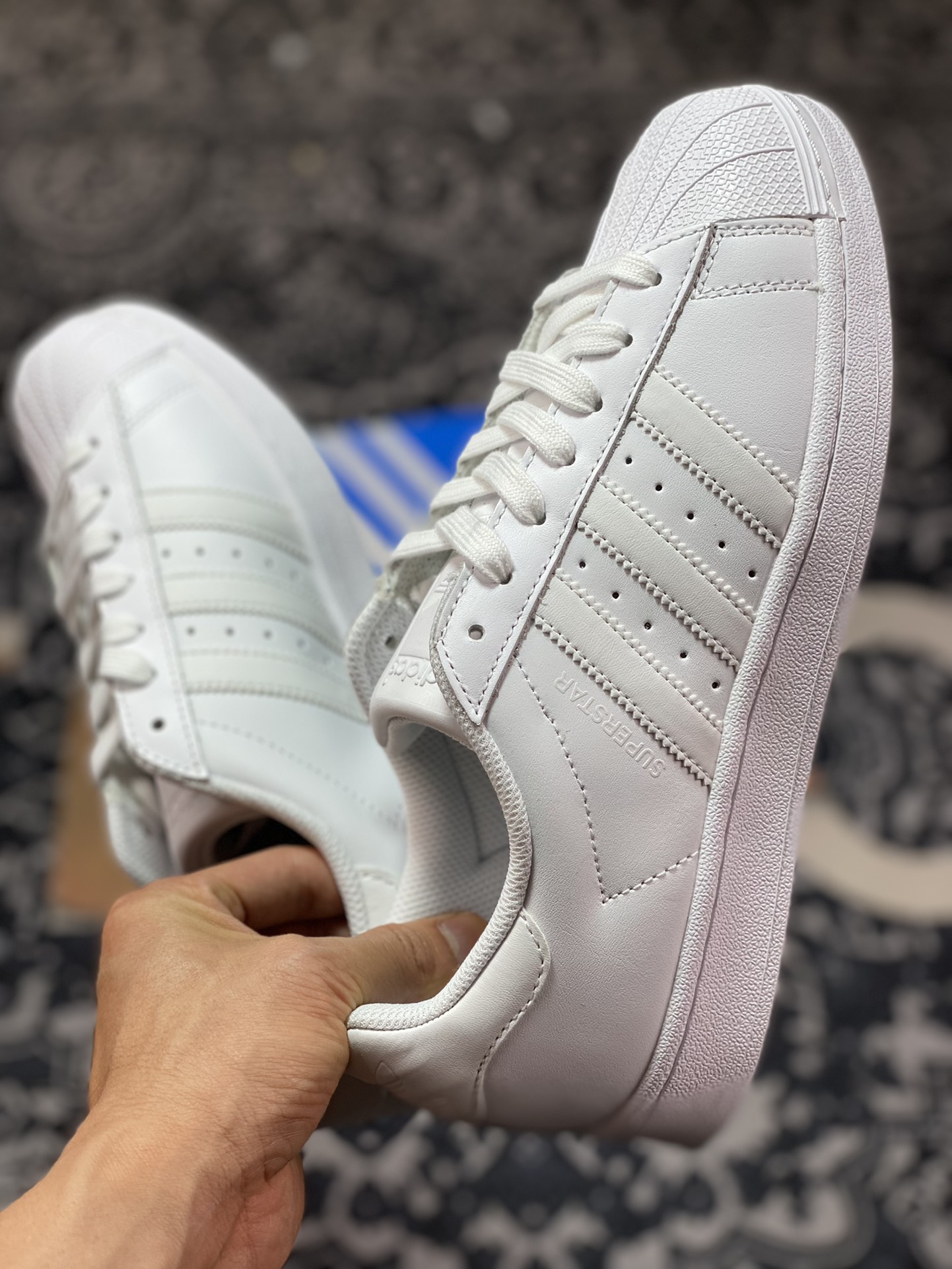 Adidas clover superstar shell head classic versatile casual sports shoes ”leather all white” B27136