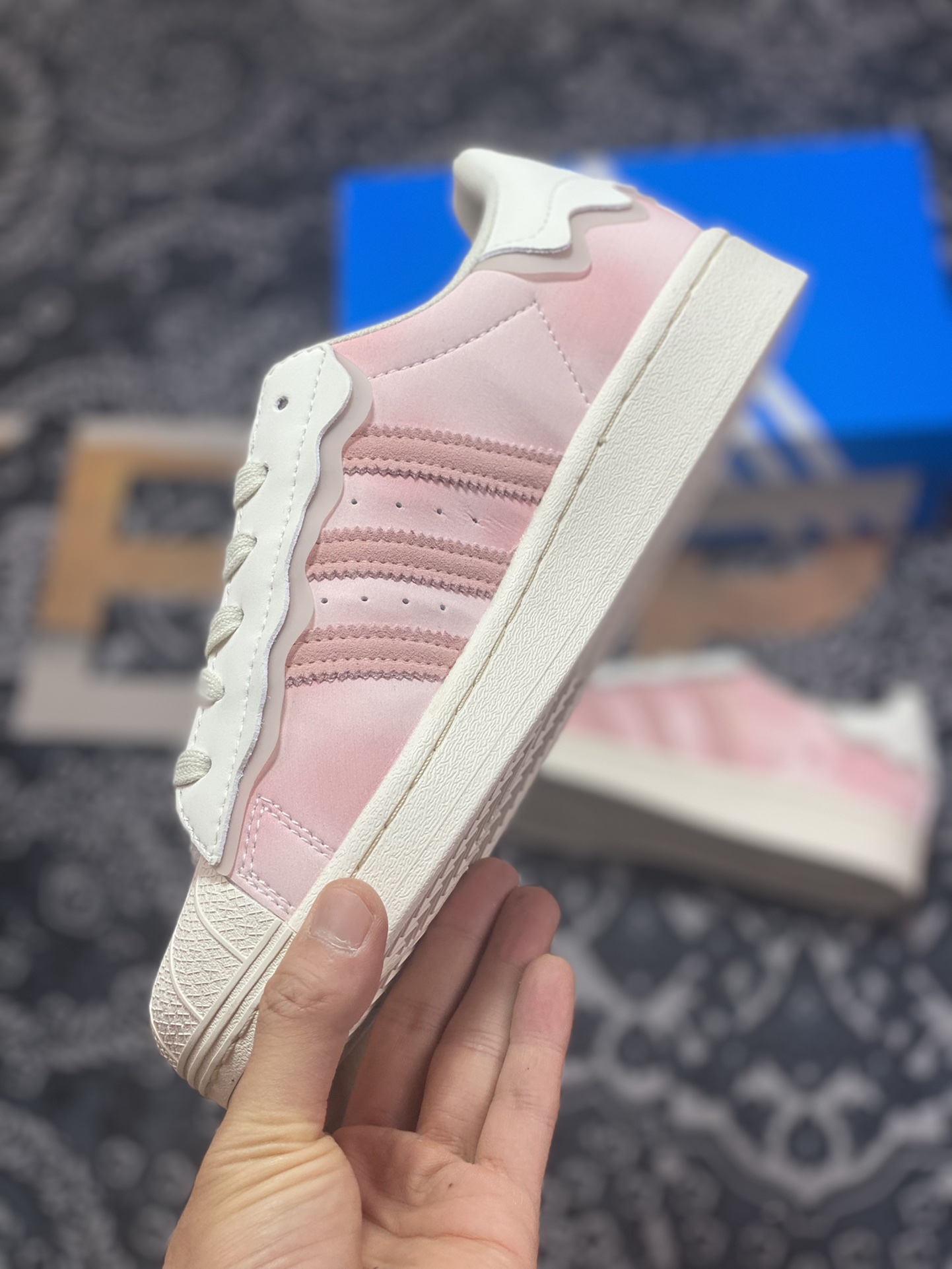 Adidas Originals Superstar ”Milk White/Lace” Shell Toe Series Low-Top Classic Sneakers ”Leather Pink and White Lace Ice Cream” GW4441