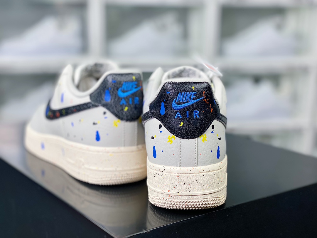 200  Air Force 1’07”Paint Splatter”空军一号板鞋“皮革泥灰黑彩泼墨”CZ0339-001