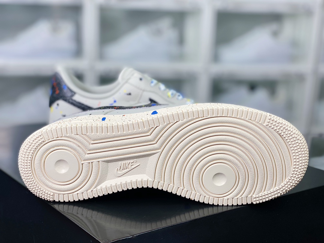200  Air Force 1’07”Paint Splatter”空军一号板鞋“皮革泥灰黑彩泼墨”CZ0339-001