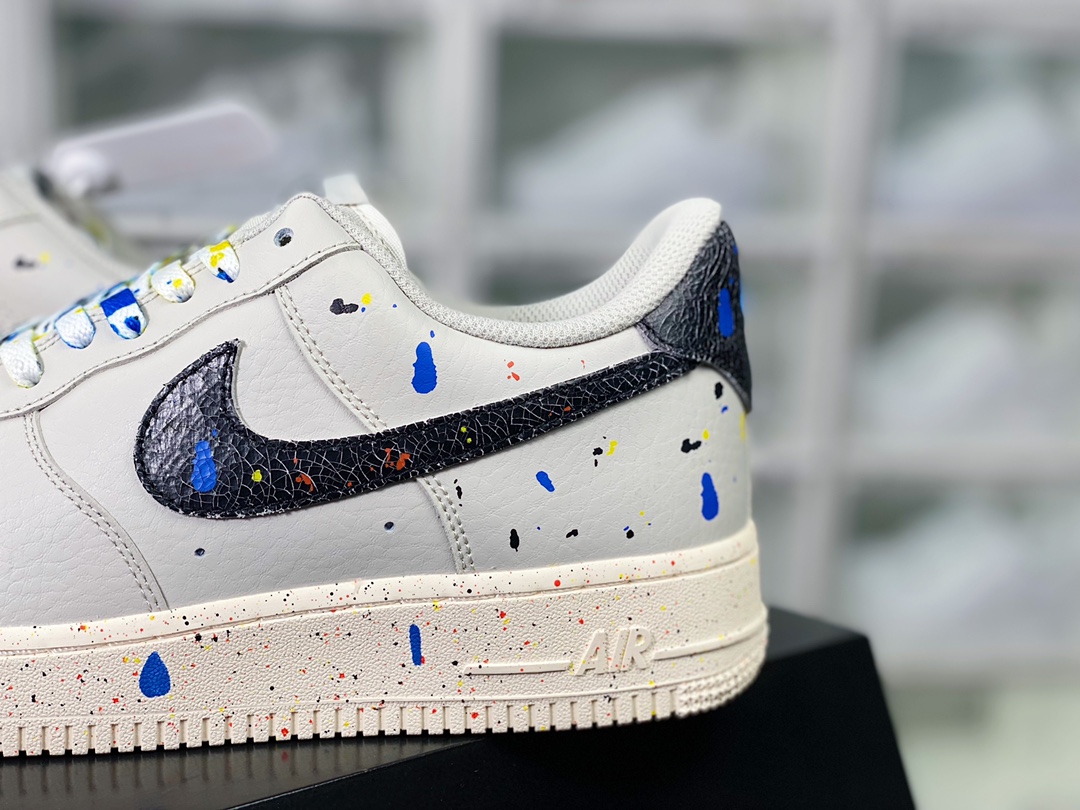 200  Air Force 1’07”Paint Splatter”空军一号板鞋“皮革泥灰黑彩泼墨”CZ0339-001