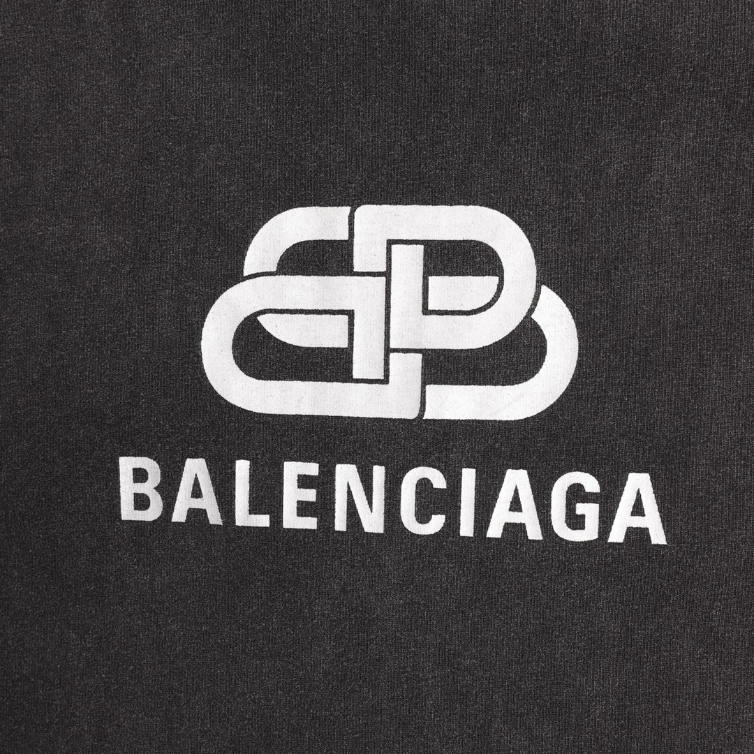 Balenciaga/巴黎世家 经典水洗做旧锁扣印花短袖