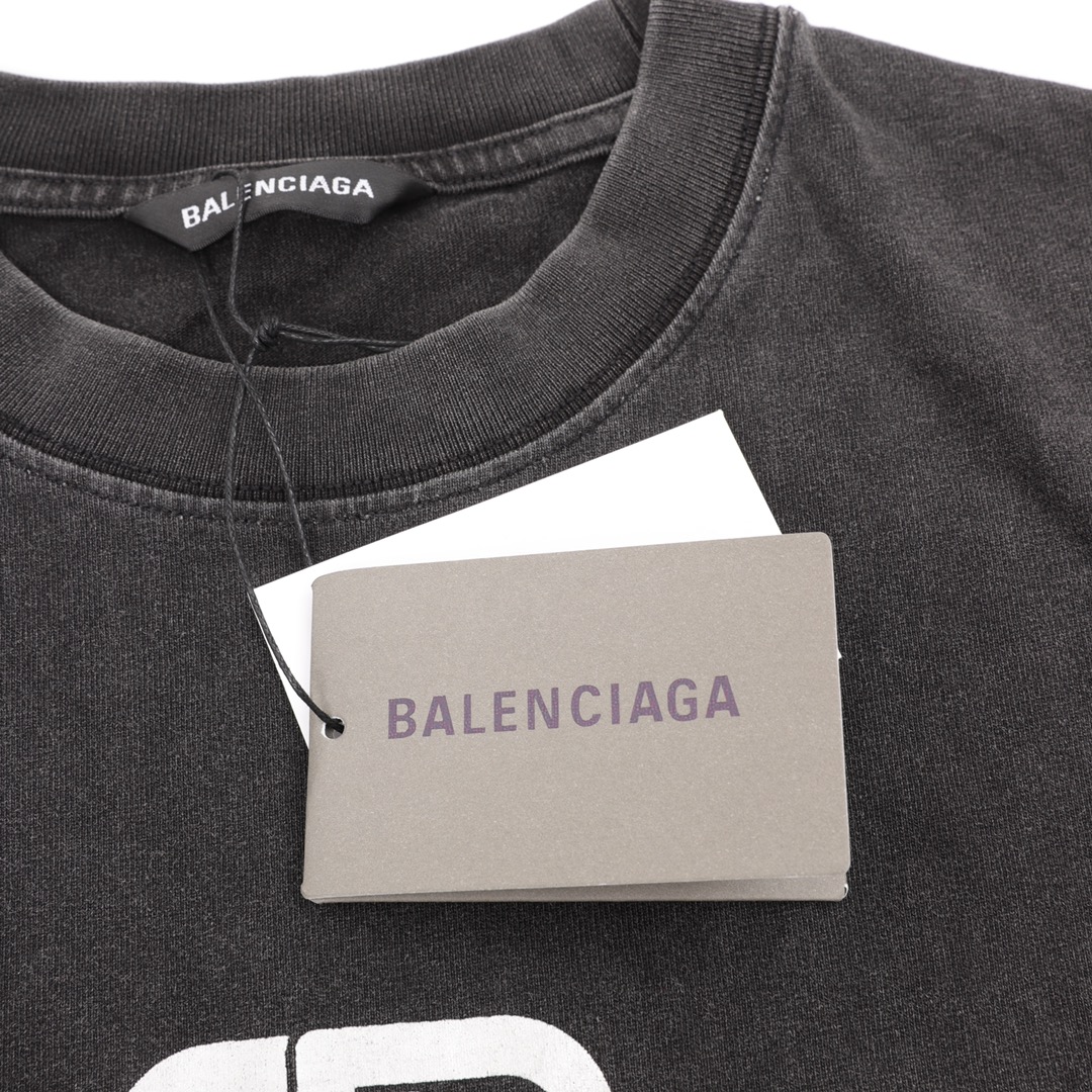 Balenciaga/巴黎世家 经典水洗做旧锁扣印花短袖