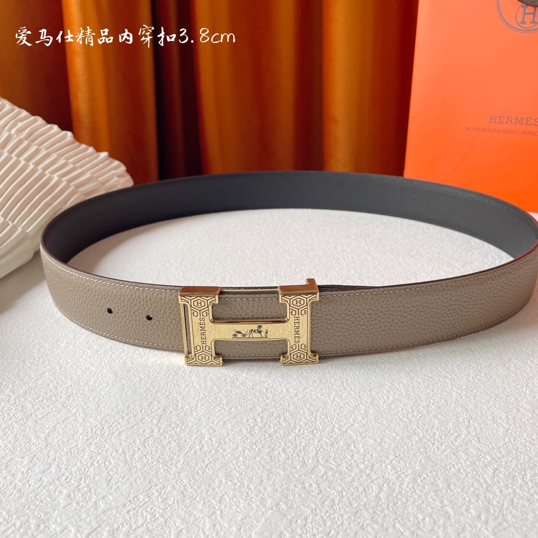 爱马仕Hermes原单爱马仕宽3.8cm进口原版皮带身双面可两面用精品电镀五金！