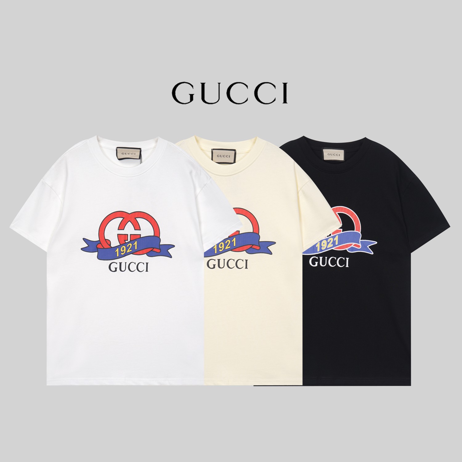 G1013 alta calidad doble hilo # GUCCI*Gucci 2023 verano nueva camiseta, tela de algodón puro de doble hilo de 270 gramo…