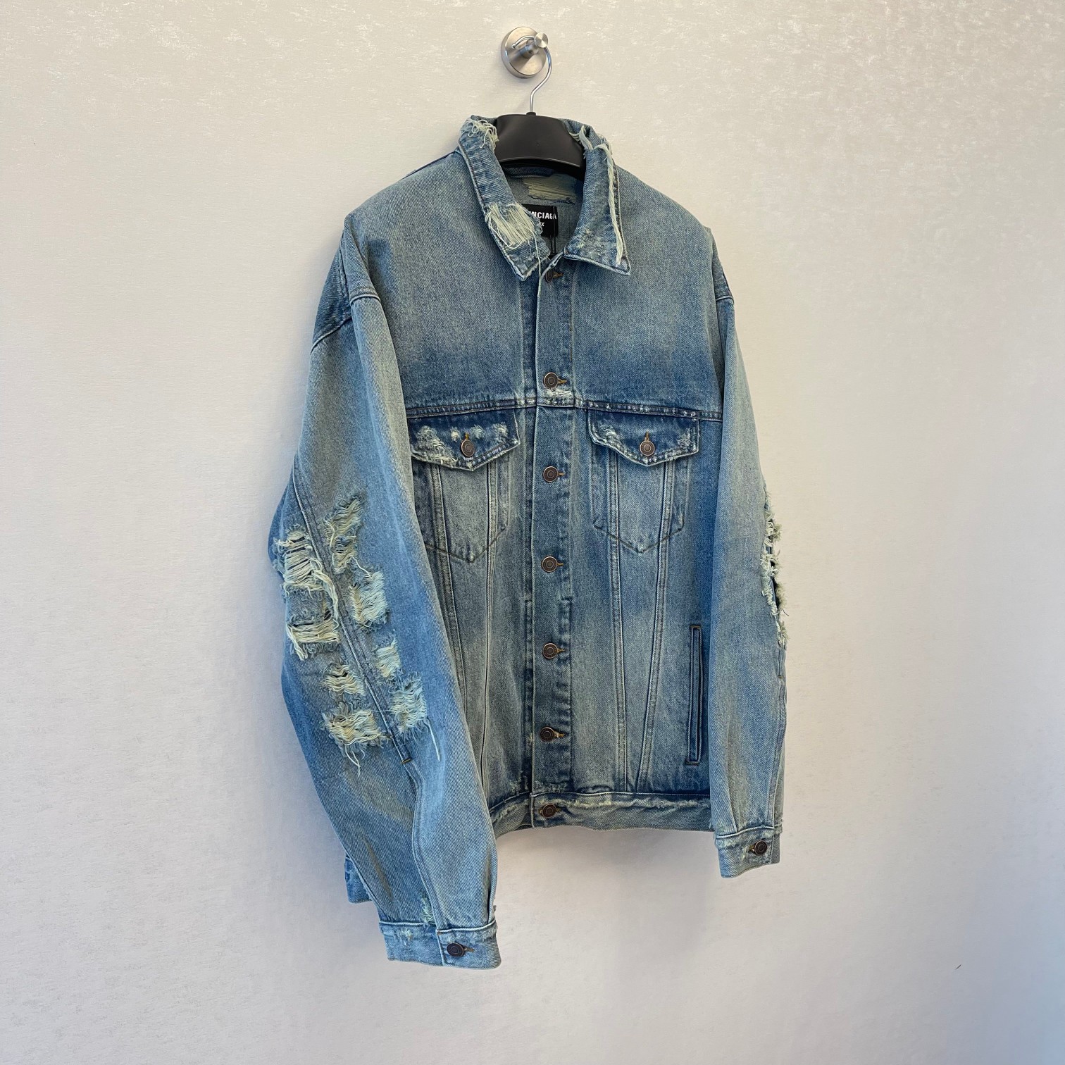 Balenciaga Embroidered Denim Jacket - Distressed Patched Oversize Fit 5 a1683795748650 0688