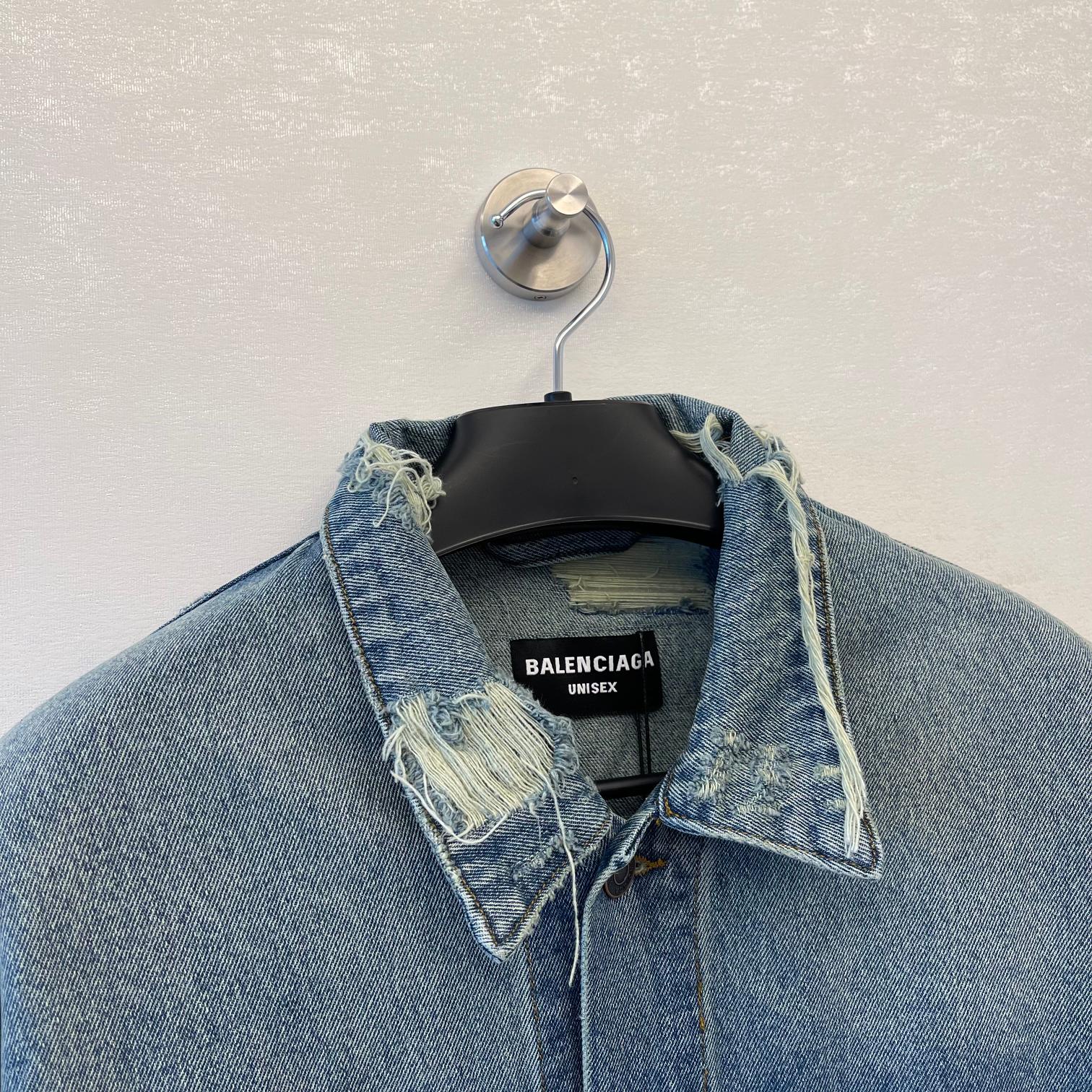 Balenciaga Embroidered Denim Jacket - Distressed Patched Oversize Fit 7 a1683795749309 0442