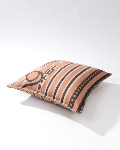 Wool Throw Pillow Cover, Hand-stitched Edges, Geometric Design - 45x45cm
