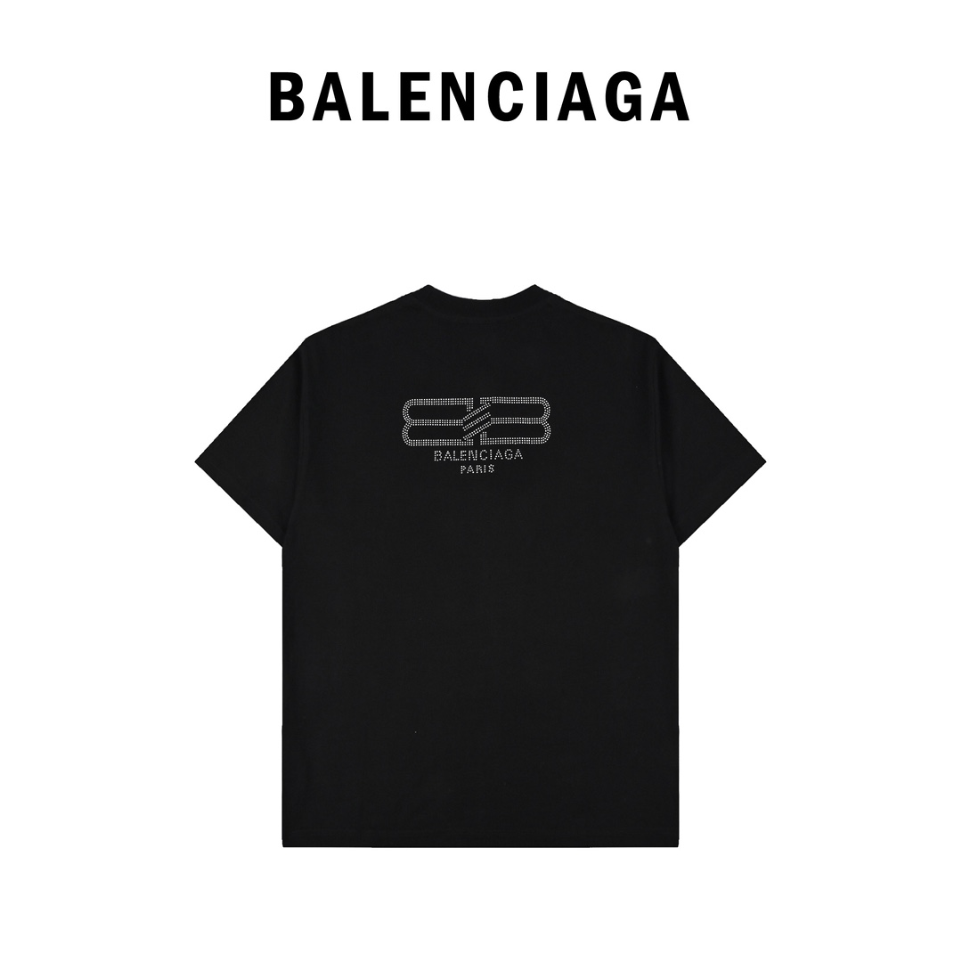 170 Balenciaga巴黎世家背后BB烫钻短袖巴黎经典款