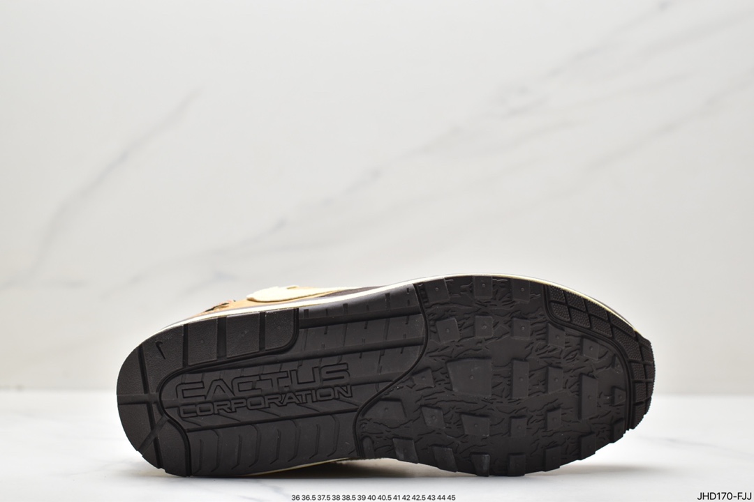 190 Travis Scott x Nike Air Max 1” Wheat/Lemon”改版款低帮慢跑鞋“做旧倒钩” DO9392-200