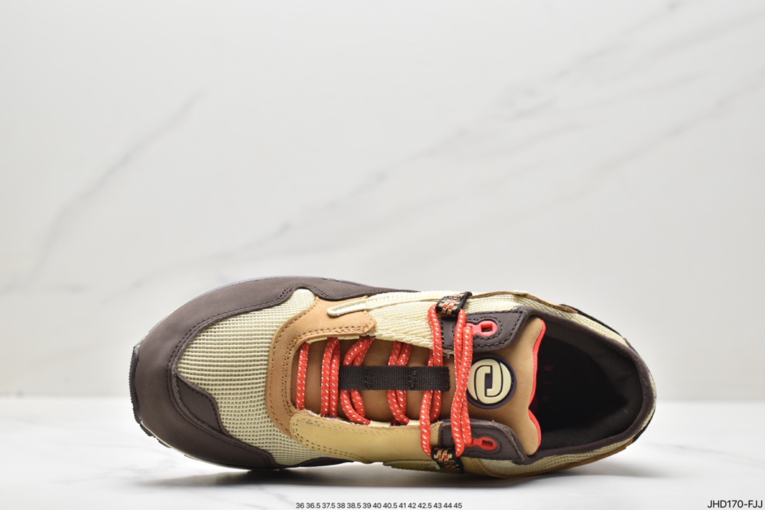 190 Travis Scott x Nike Air Max 1” Wheat/Lemon”改版款低帮慢跑鞋“做旧倒钩” DO9392-200