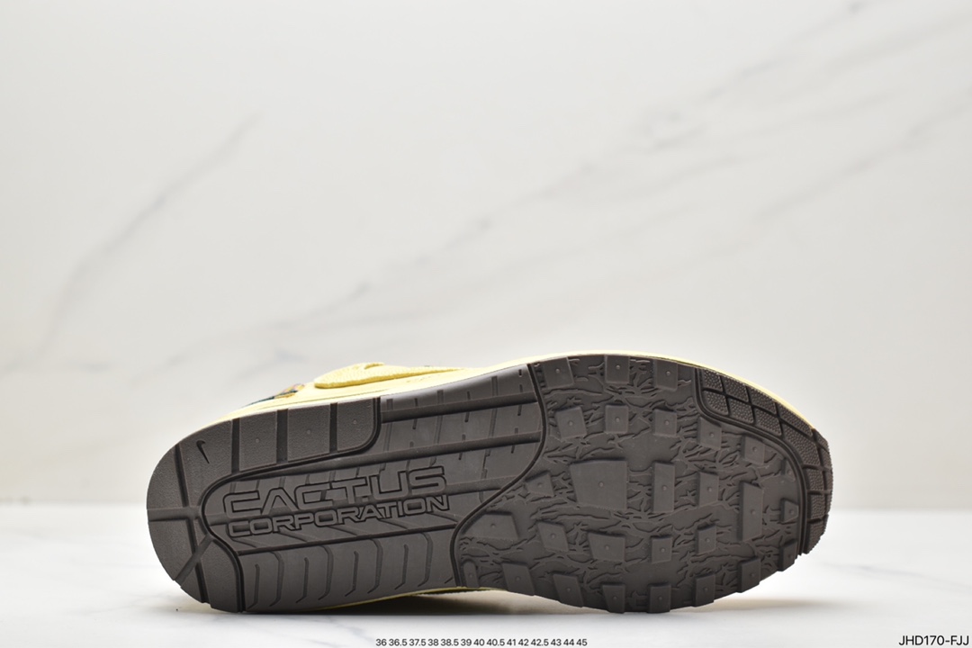 190 Travis Scott x Nike Air Max 1” Wheat/Lemon”改版款低帮慢跑鞋“做旧倒钩” DO9392-200
