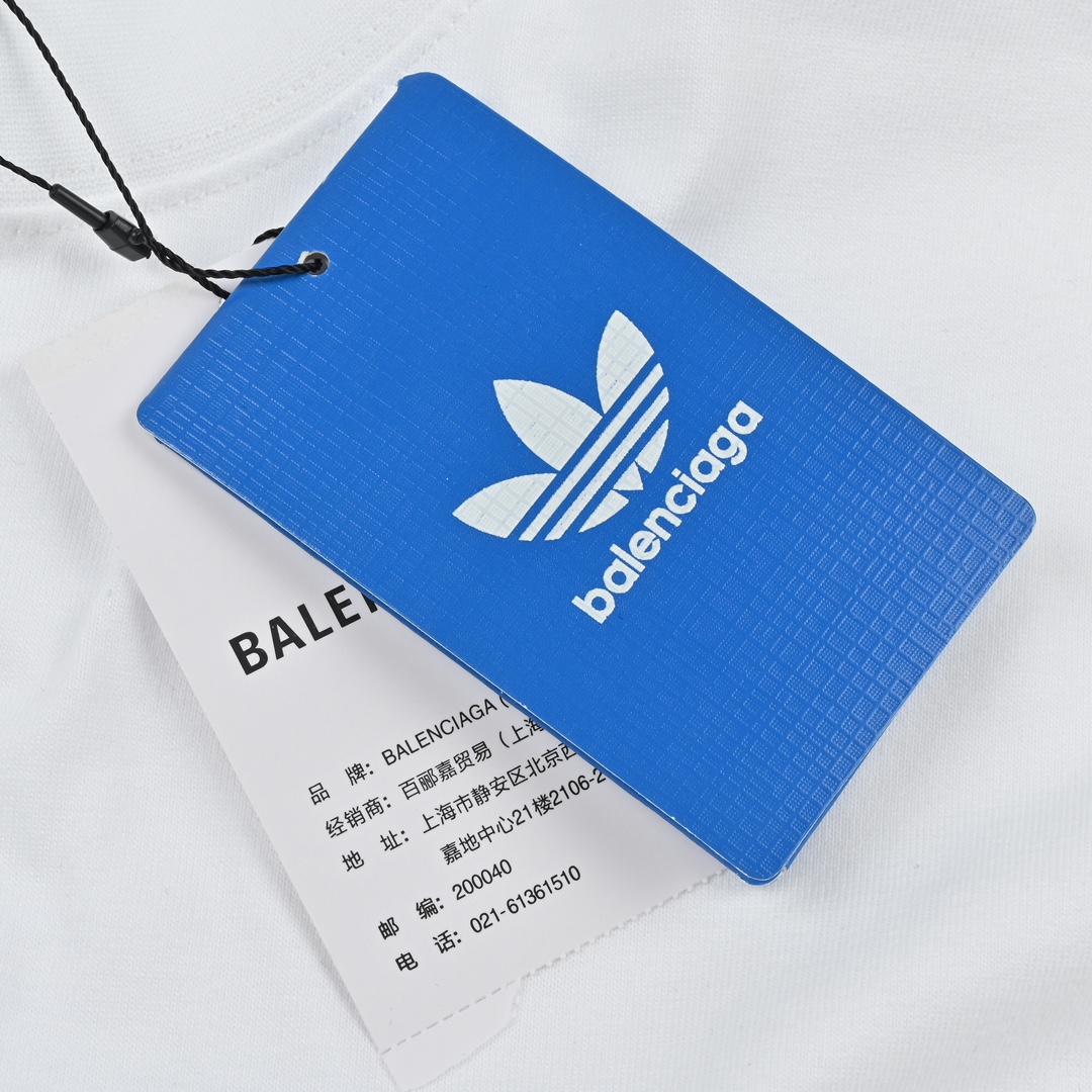 Balenciaga X Adidas 巴黎世家联名三叶草墨绿刺绣短袖T恤
