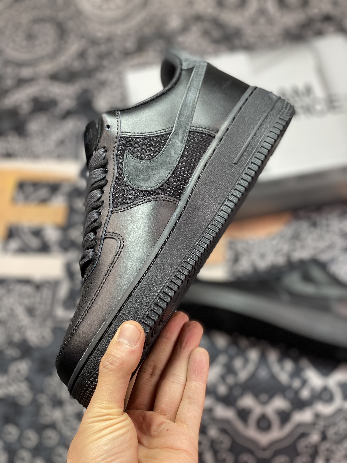 Slam Jam x Nike Air Force 1 Low SP ”Black” Air Force One Sneakers ”Joint All Black Carbon Gray Punching” DX5590-001