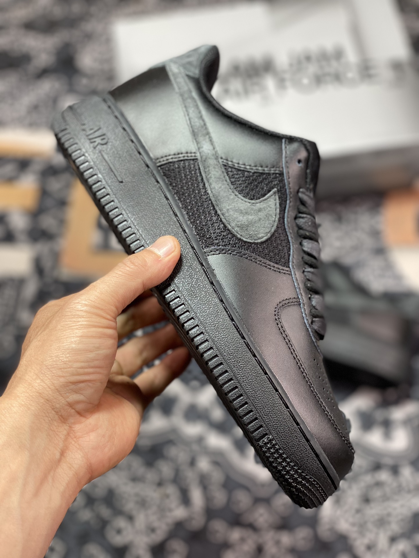 Slam Jam x Nike Air Force 1 Low SP ”Black” Air Force One Sneakers ”Joint All Black Carbon Gray Punching” DX5590-001