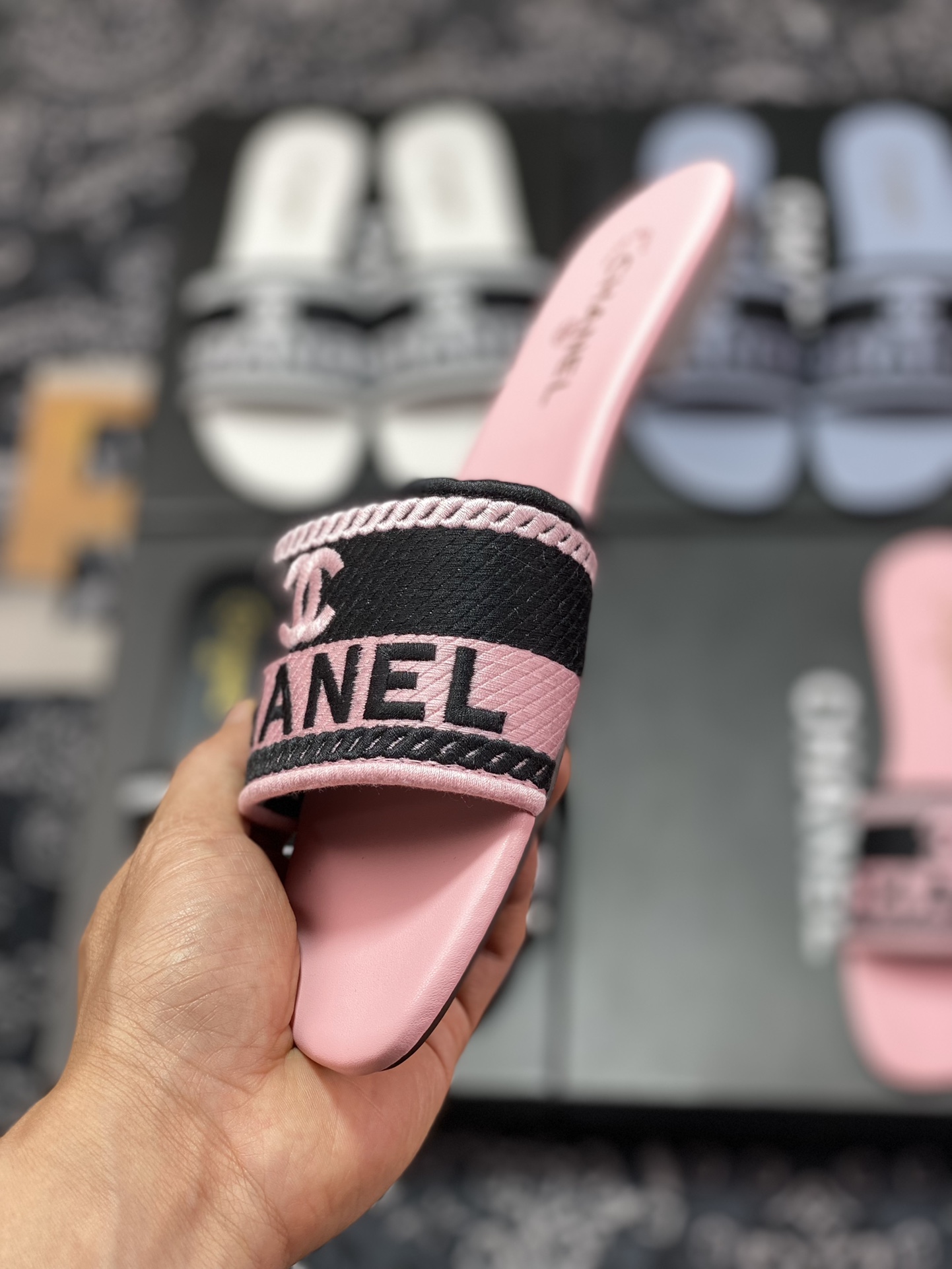 Chanel Interlocking CC Logo Slides Women's Flat Sandals