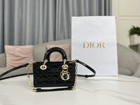 Dior Bags Handbags Fake High Quality
 Black Gold Cowhide Patent Leather Lady Chains