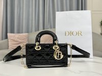 Dior Bags Handbags Black Gold Cowhide Patent Leather Lady Chains
