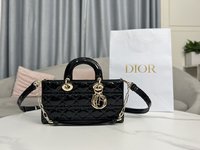 Dior Bags Handbags Black Gold Cowhide Patent Leather Lady Chains