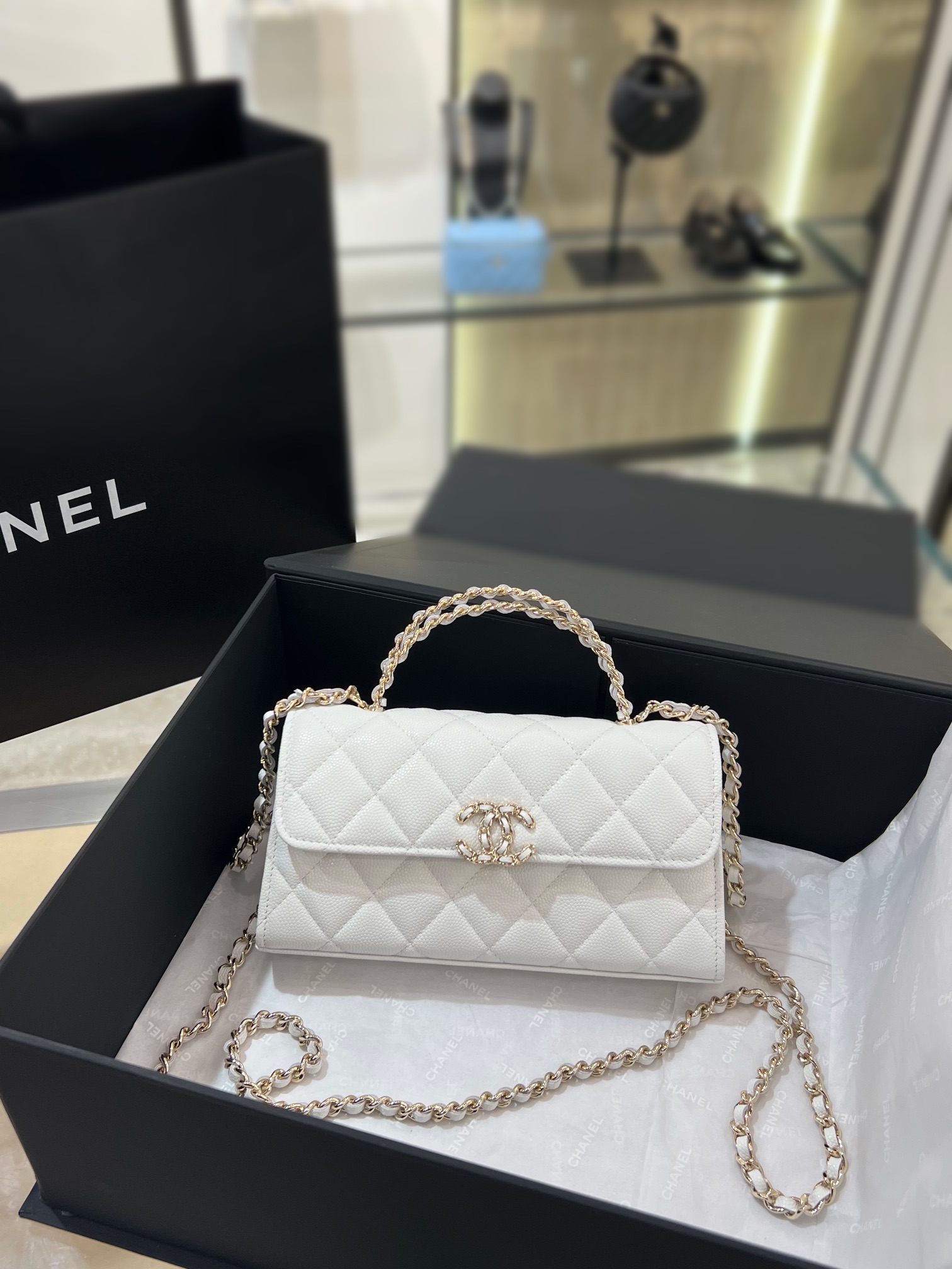 Chanel Crossbody & Shoulder Bags Gold White Summer Collection