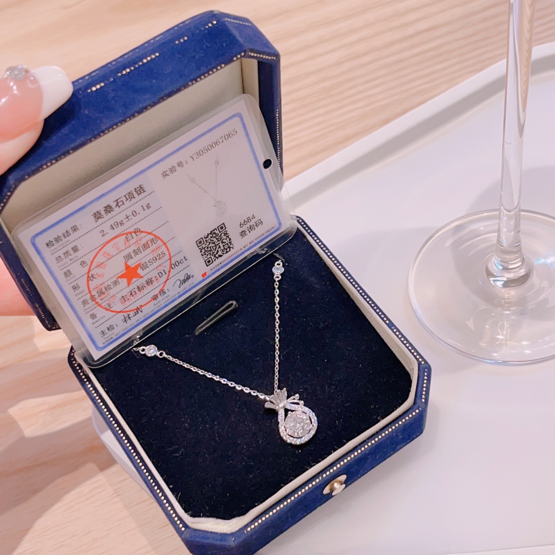 925 Silver Moissanite Necklace Ethereal Wedding Silver