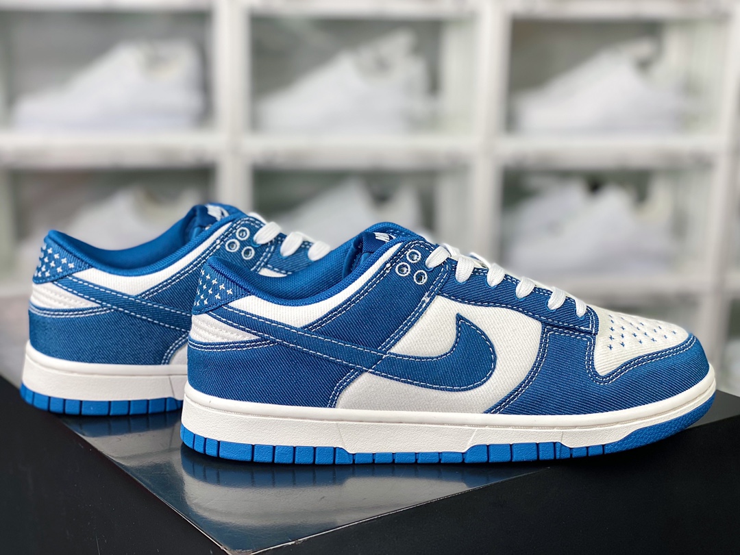 SB Dunk Retro Low ”Industrial Blue Sashiko” Dunk series low-top sneakers ”Denim blue and white sashiko embroidery” DV0834-101