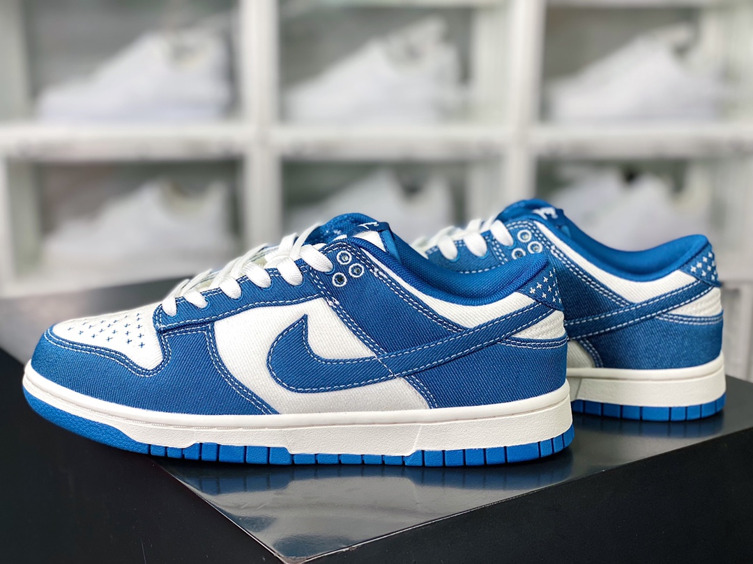 SB Dunk Retro Low ”Industrial Blue Sashiko” Dunk series low-top sneakers ”Denim blue and white sashiko embroidery” DV0834-101