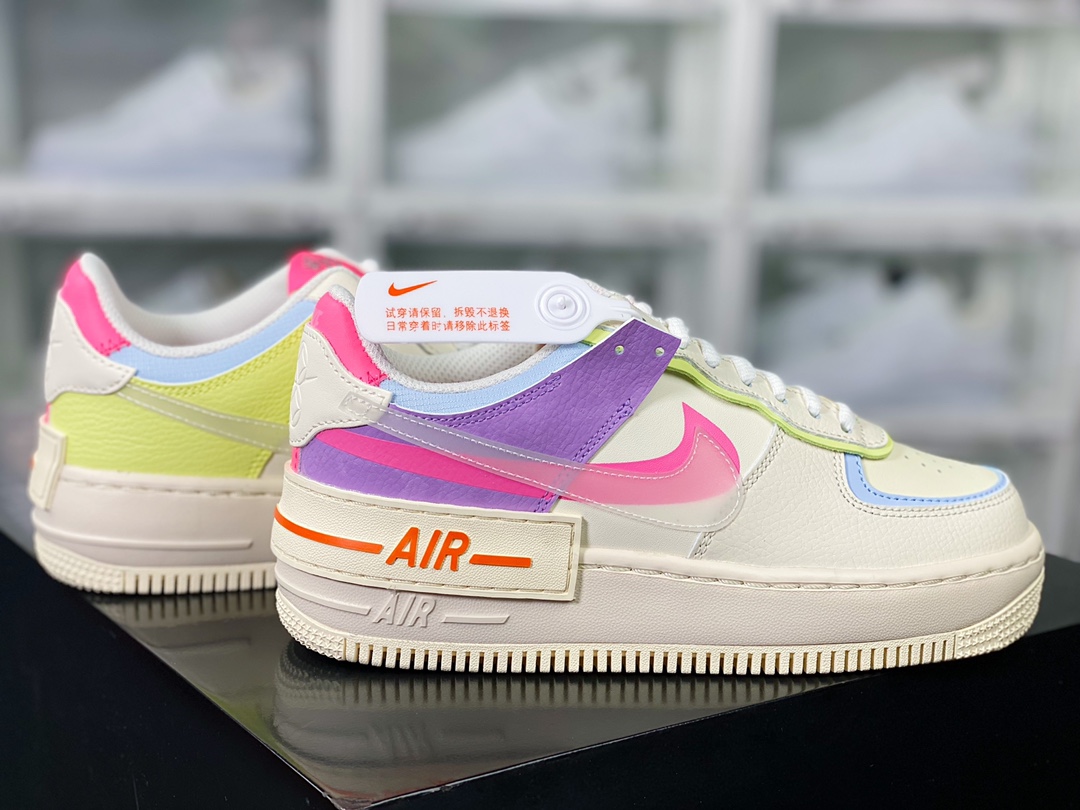 WMNS Air Force 1 Shadow ”Beige Pale Ivory” Air Force One Sneakers ”Splicing Cream Yellow Taro Purple Pink Orange 3M” CU3012-164