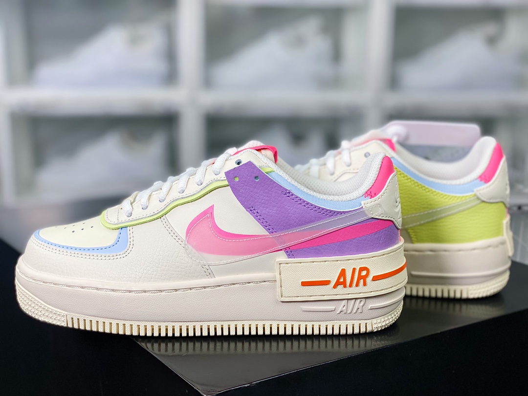 WMNS Air Force 1 Shadow ”Beige Pale Ivory” Air Force One Sneakers ”Splicing Cream Yellow Taro Purple Pink Orange 3M” CU3012-164