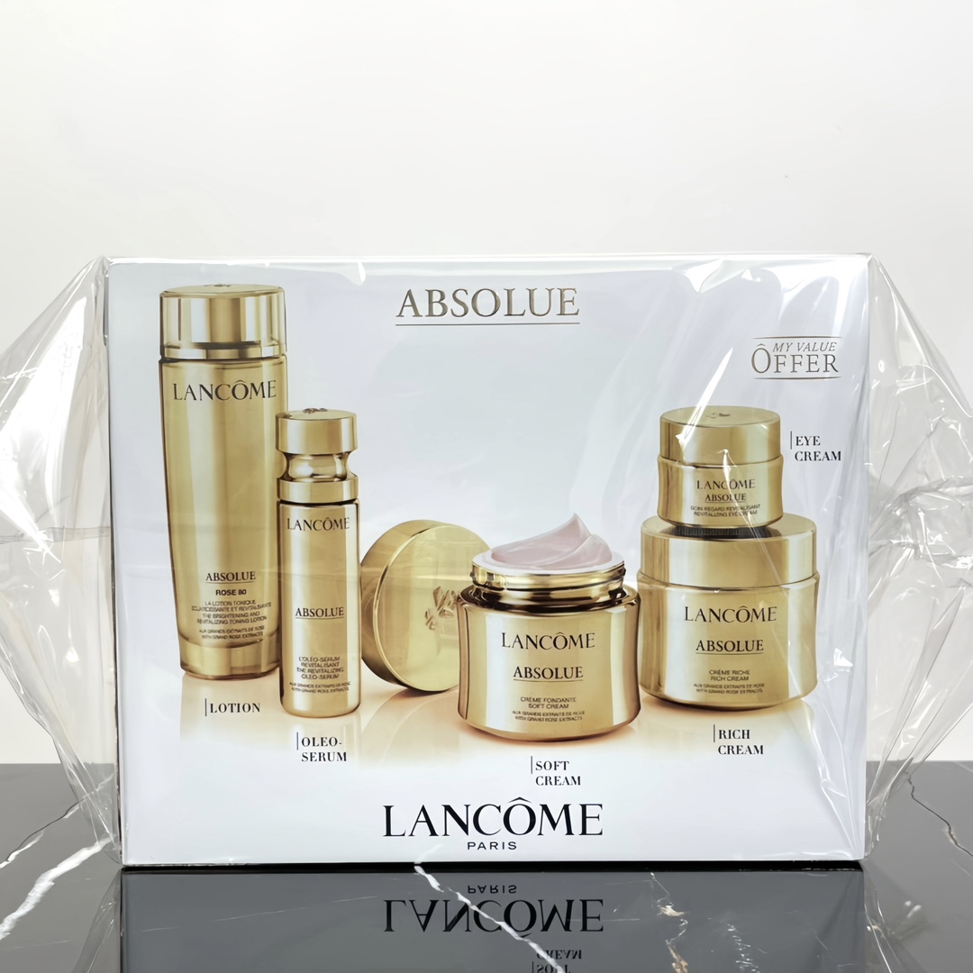 220! Lancôme Absolue five-piece set! Includes: Rose Lotion 150ml, Eye Cream 20ml, Absolute Premium Beauty Oil 30ml, RIC…
