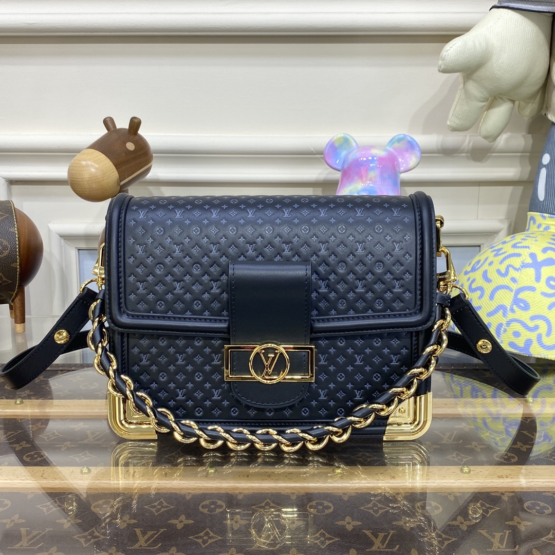 Louis Vuitton LV Dauphine Bags Handbags Perfect Quality Designer Replica
 Black Yellow Cowhide Circle Mini M22276