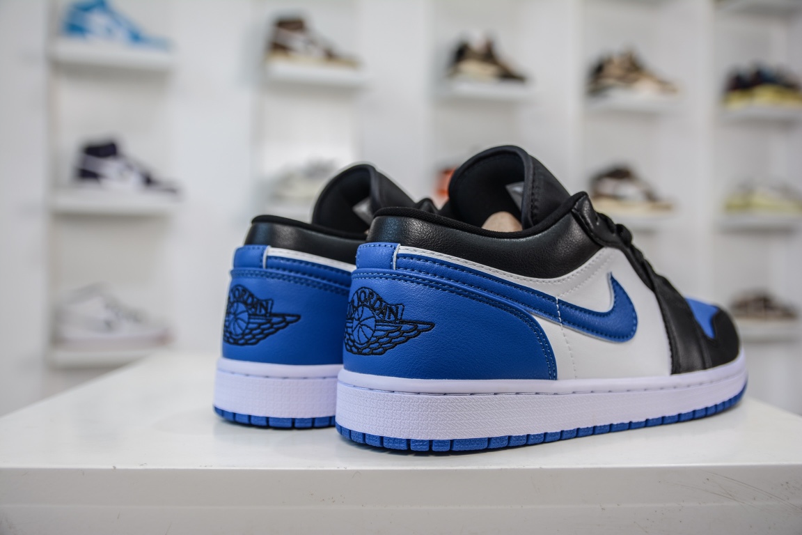 T Original Air Jordan 1 Low black and white blue toe AJ1 Joe 1 low-top casual sneakers 553558-140